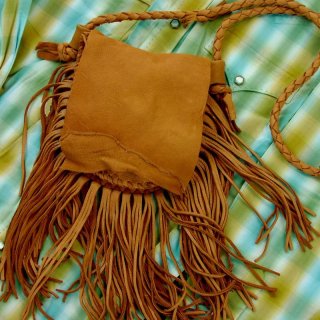 ディアスキン フリンジベルトポーチ（チョコ）/Deerskin Fringe Belt Pouch バッグ・ポーチ・小物ケース・キーパー