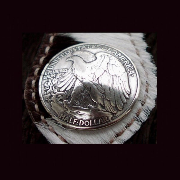 イーグル・50￠リバティウォーキングコインコンチョ（リバース）/50Cent LIBERTY WALKING COIN  CONCHO(Reverse/Eagle)・31mm 長財布・二つ折り財布・小銭入れ・携帯ケース・名刺入れ・ジッポケース・コンチョ