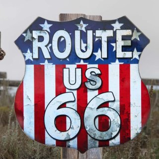アメリカン ハイウェイ ルート66 メタルサイン/Metal Sign Route 66 ウォールデコ