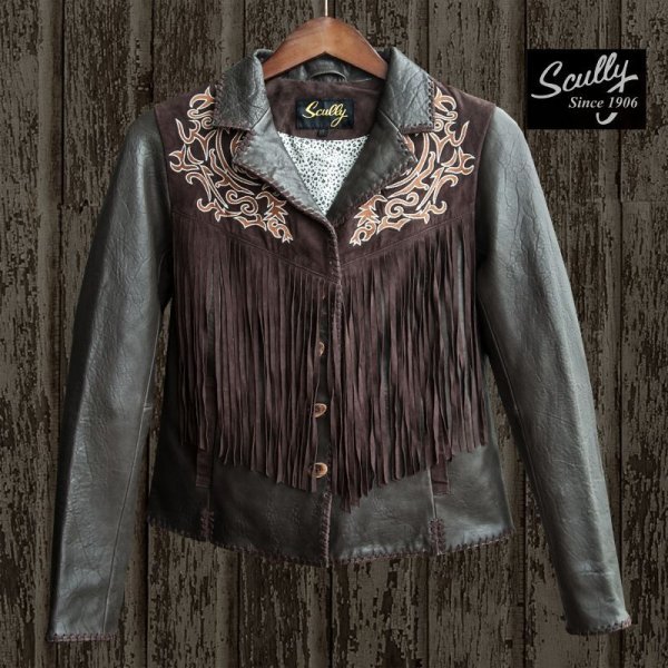 スカリー レディース フリンジ 刺繍 レザー ジャケット（ブラウン）/Scully Leather Fringe Jacket(Women's)  レディースウェア