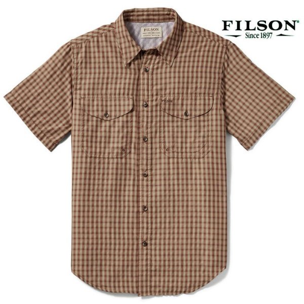 フィルソン 半袖 シャツ（ブリック・タンプラッド）XS/Filson Twin Lakes Short Sleeve Sport Shirt(Brick/Tan  Plaid) 半袖シャツ・Tシャツ