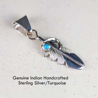 ネイティブアメリカン ナバホ族 フェザー ターコイズ&スターリングシルバー ペンダント トップ/Navajo Handmade  Turquoise&Sterling Silver Pendant ペンダント・ネックレス・ブローチ・ターコイズ石・ジュエリーパーツ