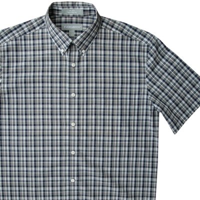 画像2: エバグリーン 半袖 シャツ（ブルー・グレー）/Evergreen Plaid Shortsleeve Shirt