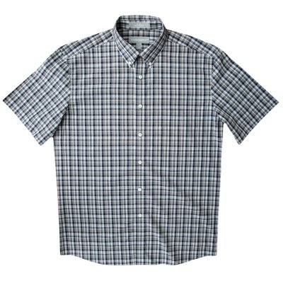 画像1: エバグリーン 半袖 シャツ（ブルー・グレー）/Evergreen Plaid Shortsleeve Shirt