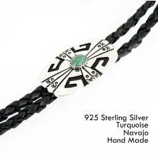 画像1: アメリカインディアン  ナバホ族 ハンドメイド シルバー&ターコイズ ボロタイ/Navajo Sterling Silver&Turquoise Bolo Tie (1)