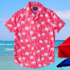 画像2: パームツリー アロハシャツ（コーラル・ホワイト）/Short Sleeve Hawaiian Shirt(Coral) (2)