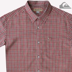 画像1: クイックシルバー 半袖 シャツ（バーガンディー・グリーン）M/Quiksilver Tencel Plaid Shortsleeve Shirt(Burgundy/Green) (1)