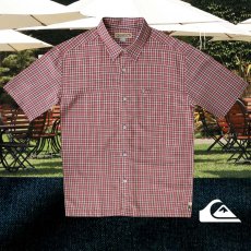 画像2: クイックシルバー 半袖 シャツ（バーガンディー・グリーン）M/Quiksilver Tencel Plaid Shortsleeve Shirt(Burgundy/Green) (2)