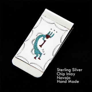 ココペリ マネークリップ・アメリカインディアン ナバホ族 ハンドメイド/Navajo Hand Made Kokopelli Money Clip  ブレスレット・マネークリップ・リング・ライター