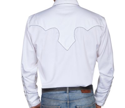 画像2: スカリー ウエスタン シャツ（長袖/ホワイト・ブラックキャンディケインパイピング）M（身幅60cm）/Scully Long Sleeve Western Shirt(Men's)