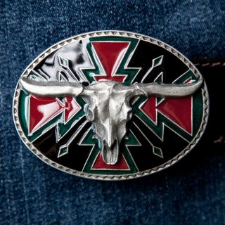 バッファロー スカル ベルト バックル/Buckle Buffalo Skull レザー