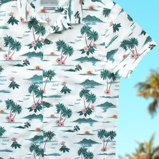 アロハシャツ ハワイ ワイキキ ビーチ・ノースショア サーフィン（ブルー）L/Aloha Shirt Hawaii 半袖シャツ・Tシャツ