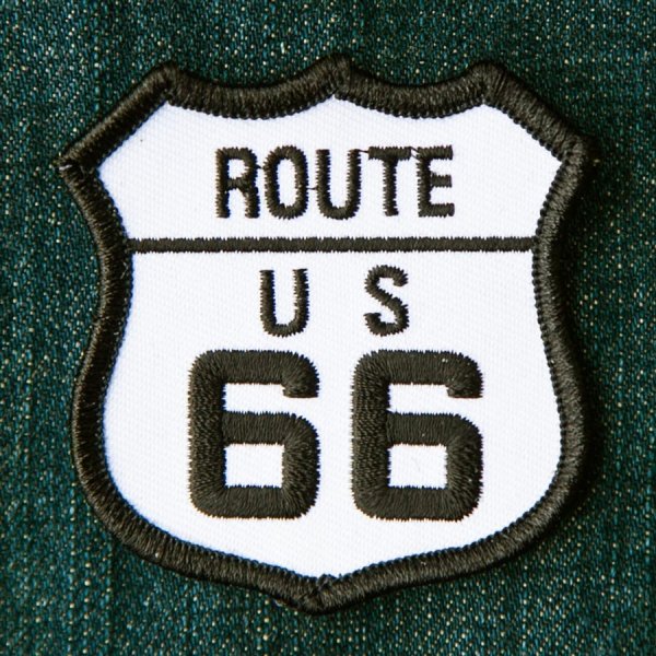 ワッペン ルート66 ブラック・ホワイト/Patch Route 66 ピンバッジ