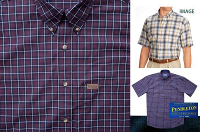 画像2: ペンドルトン 半袖 コットン シャツ（ネイビー・ワイン・ホワイト）/Pendleton Shortsleeve Shirt(Navy/Wine/White)