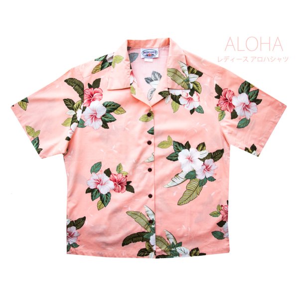 アメリカ・ハワイ製 レディース アロハシャツ（ピンク）S/Aloha Shirt