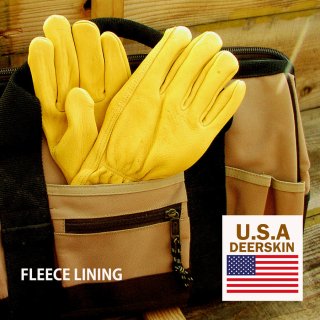 鹿皮 手袋 アメリカン ディアーレザー グローブ パインイエロー（フリースライニング付）/Genuine American Deer Leather  Gloves 手袋・マフラー・イヤーウォーマー