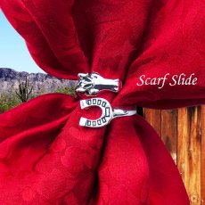 画像1: スカーフ スライド スカーフ留め ウエスタン 大判スカーフ ワイルドラグ用（ホースヘッド・蹄鉄）/Scarf Slide Horsehead&Horseshoe Wrap(Silver) (1)