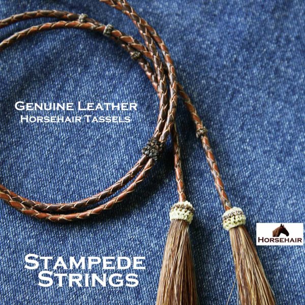 ハット用 あごひも レザー&ホースヘアー アメリカン ウエスタン スタンピード ストリングス ブラウン2色・ブラウン/Leather w/horse  Hair Stampede Strings ウールハット・レザーハット・コットンハット