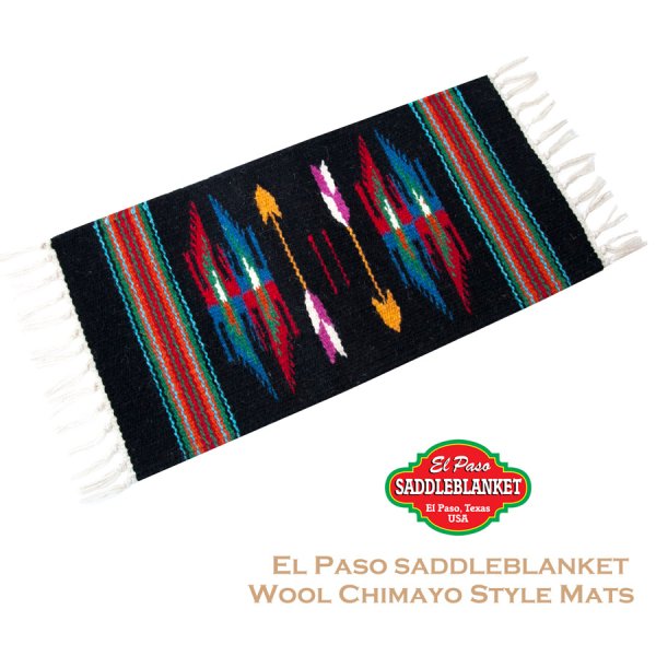 エルパソサドルブランケット サウスウエスト チマヨデザイン ラグマット（約52cmx26cm）/El Paso Saddleblanket Wool  Chimayo Style Mats