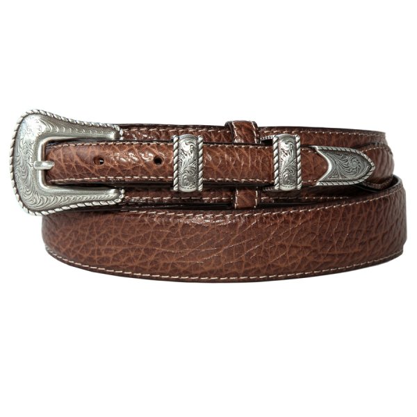 バッファロー アメリカンバイソン レザー 4ピース レンジャーベルト（ブラウン）/American Bison Leather Belt(Brown)  レザーベルト・バックル