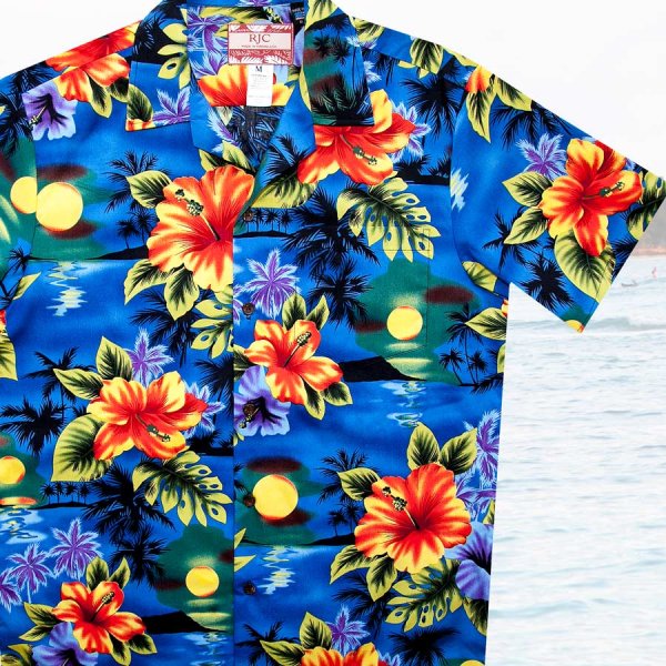 RJC ロバート・J・クランシー アロハシャツ ハワイアンシャツ ハイビスカス（ロイヤルブルー）/RJC ROBERT J. CLANCEY  Aloha Shirt(Royal Blue) 半袖シャツ・Tシャツ