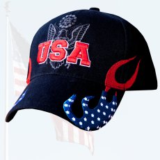 画像2: USA アメリカ国旗・アメリカンイーグル 刺繍 キャップ（ブラック ）/U.S.A &American Eagle Cap(Black) (2)