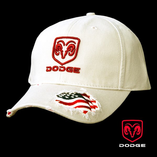 ダッジ ロゴu0026アメリカ国旗 刺繍 ビンテージ キャップ/Dodge Trucks Cap(Stone)