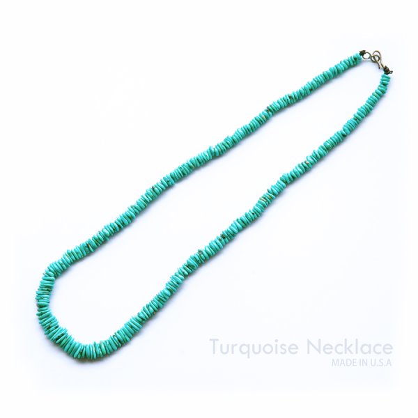 ナバホ族 ターコイズ ビーズ ネックレス（48cm）/Navajo Turquoise Beads Necklace ペンダント・ネックレス ・ブローチ・ターコイズ石・ジュエリーパーツ