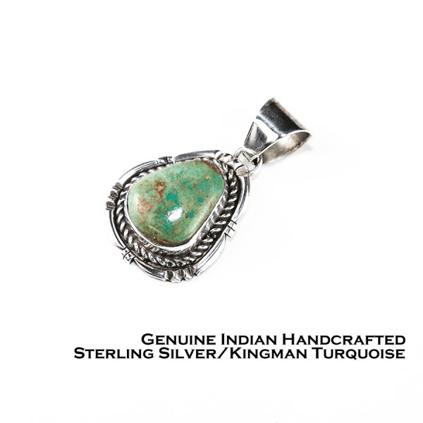 ナバホ キングマン ターコイズ スターリングシルバー ペンダント トップ/Navajo Kingman Turquoise Sterling  Silver Pendant ペンダント・ネックレス・ブローチ・ターコイズ石・ジュエリーパーツ