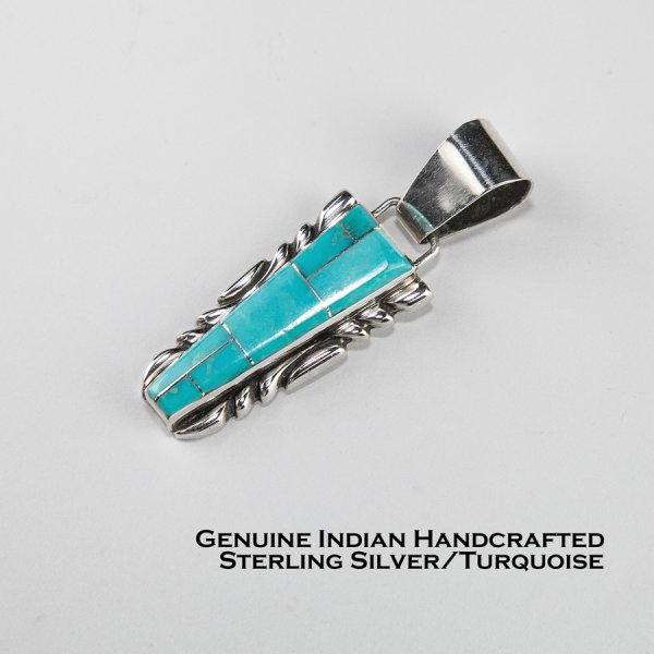 ナバホ族作 ターコイズ スターリングシルバー ペンダント トップ/Navajo Turquoise Sterling Silver Pendant  ペンダント・ネックレス・ブローチ・ターコイズ石・ジュエリーパーツ