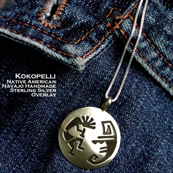 アメリカ インディアン ナバホ族 ココペリ オーバーレイ スターリングシルバー ペンダント トップ/Native American Navajo  Sterling Silver Pendant Kokopelli ペンダント・ネックレス・ブローチ・ターコイズ石・ジュエリーパーツ