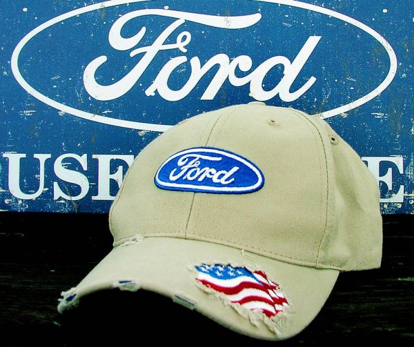 フォード ロゴ&アメリカ国旗 刺繍 ビンテージ キャップ/Ford Cap(Light 