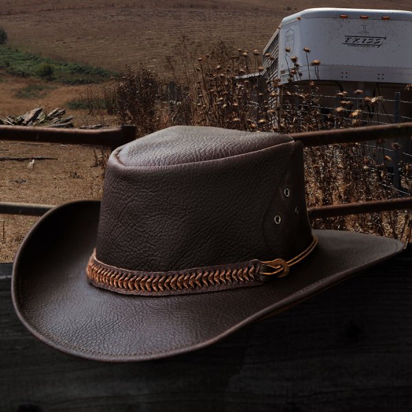 レザーバンド ビンテージ レザー ハット（ブラウン）XL（59cm〜61cm）/Leather Hat(Brown) ウールハット・レザーハット ・コットンハット