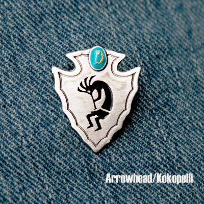 画像1: ココペリ アローヘッド ピンバッジ ピンズ/Pin Arrowhead Kokopelli