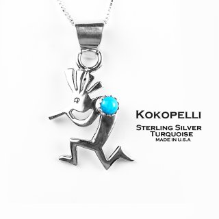 ココペリ スターリングシルバー ペンダント トップ/Kokopelli Sterling Silver Pendant ペンダント ・ネックレス・ブローチ・ターコイズ石・ジュエリーパーツ