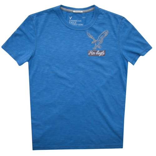 アメリカン イーグル アウトフィッターズ 半袖 刺繍 Tシャツ (ブルー