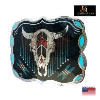 ジョンソンアンドヘルド ナバホ サンド ペイント 100％ ハンドクラフト バックル インディアン・シーン/Johnson & Held THE  FIRST EVER SAND PAINTING BUCKLE ウエスタンベルト・バックル