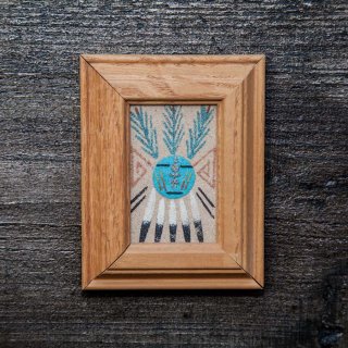 アメリカインディアン ナバホ族 サンドペイント 砂絵/Navajo Sandpainting ログホームデコ