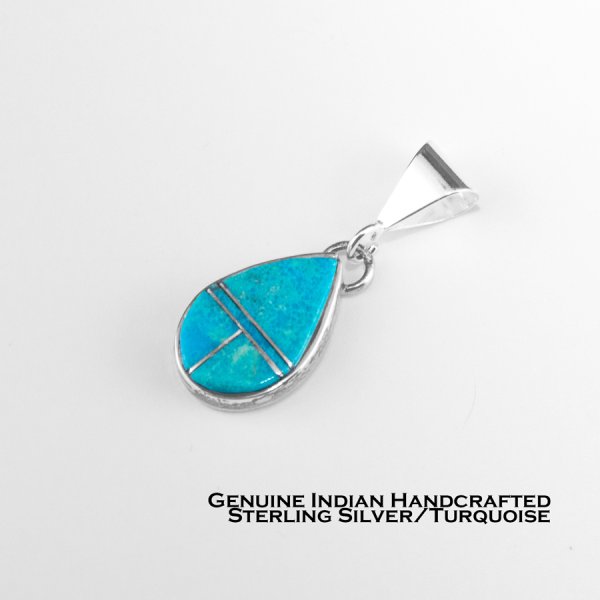 インディアンジュエリー ナバホ ターコイズ スターリングシルバー インレイ ペンダント トップ/Navajo Turquoise Sterling  Silver Inlay Pendant ペンダント・ネックレス・ブローチ・ターコイズ石・ジュエリーパーツ