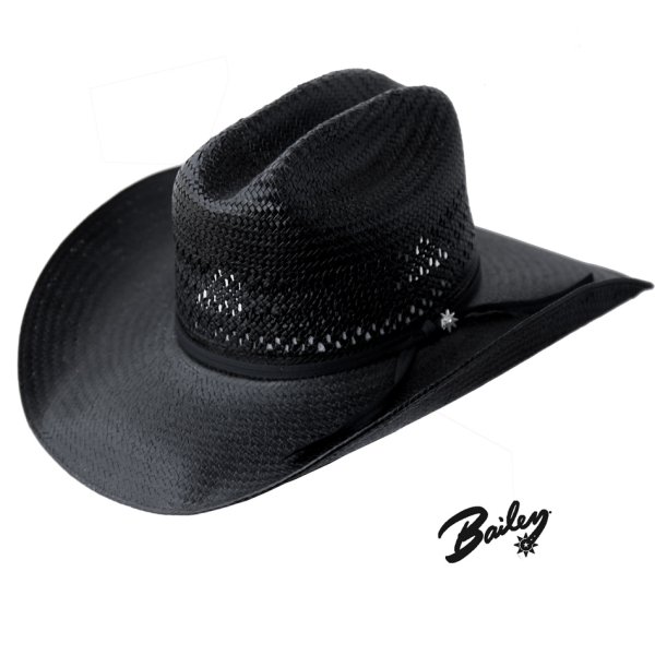 ベイリー ウエスタン ストロー ハット（ブラック）55cm〜56cm/Bailey Straw Cowboy Hat(Black) ストローハット ・メッシュハット