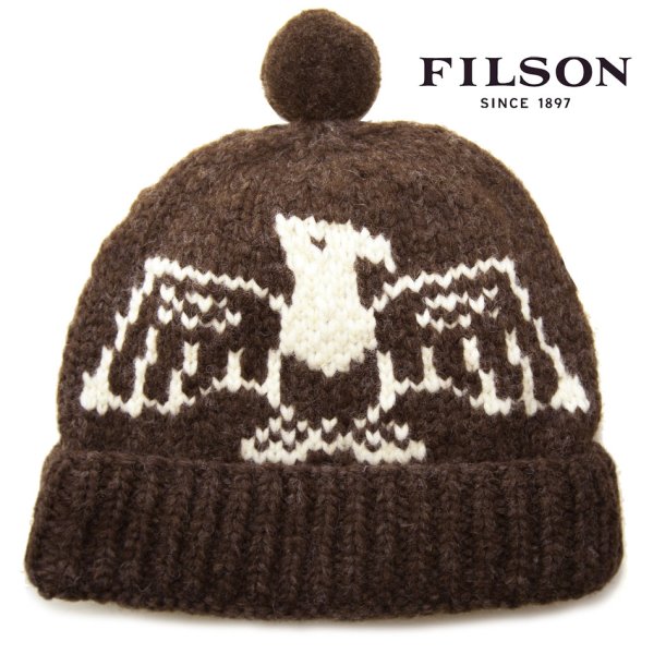 フィルソン バージンウール ハンドメイド イーグル ビーニー・ニットキャップ（ブラウン・アイボリー）/Filson Handmade Eagle  Beanie(Ivory/Brown) キャップ