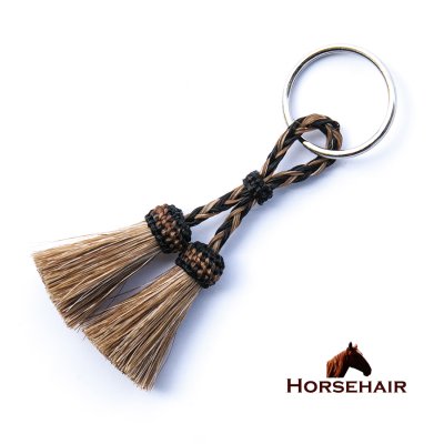 画像1: 馬の毛 ホースヘアー ダブル タッセル キーホルダー（ブラウン・ブラック）/Horse Hair DoubleTassel Keychain