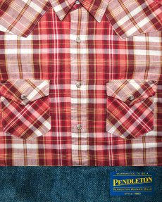 画像2: ペンドルトン マドラス ウエスタンシャツ フィッテッド ・細身仕様（レッド・タン・ピンク/長袖）/Pendleton Epic Madras Shirt(Red/Tan/Pink) (2)