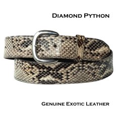 画像1: ダイアモンドパイソン ウエスタン レザー ベルト 38mm（ナチュラル）32/Diamond Python Leather Belt 1-1/2"(Natural) (1)