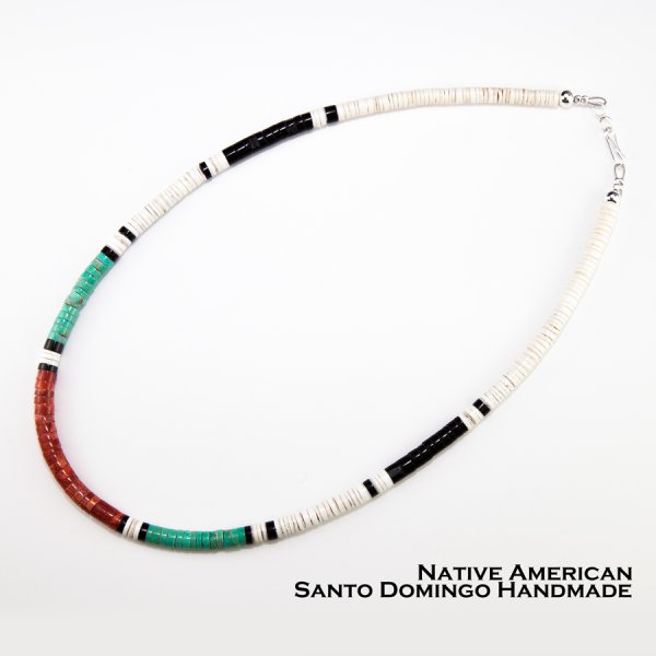 サントドミンゴ族 ヒシ ビーズ ネックレス ネイティブアメリカン ケワプエブロ 46cm/Native American Santo Domingo  Kewa Pueblo Heishi Necklace ペンダント・ネックレス・ブローチ・ターコイズ石・ジュエリーパーツ