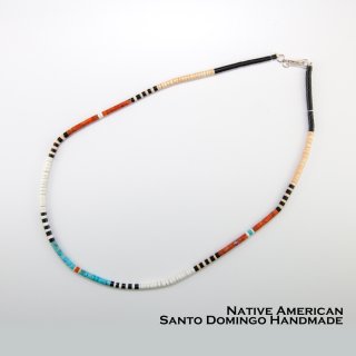 サントドミンゴ族 ケワプエブロ アメリカ インディアン ヒシ ビーズ ネックレス 44cm/Native American Santo Domingo  Kewa Pueblo Heishi Necklace ペンダント・ネックレス・ブローチ・ターコイズ石・ジュエリーパーツ