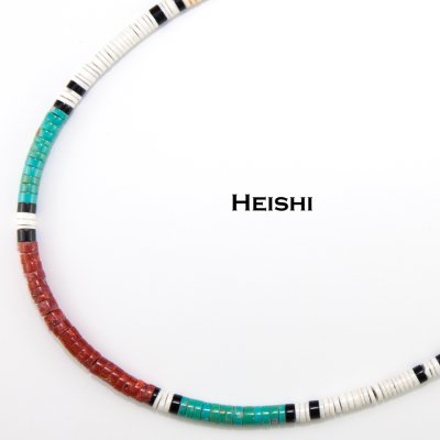 画像2: サントドミンゴ族 ヒシ ビーズ ネックレス ネイティブアメリカン ケワプエブロ 47cm/Native American Santo Domingo Kewa Pueblo Heishi Necklace