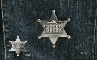 画像2: 保安官 バッジ アメリカ ウエスタン シェリフ バッジ 5.9cmxH6.7cm（アンティークシルバー）/Sheriff Badge(Silver)