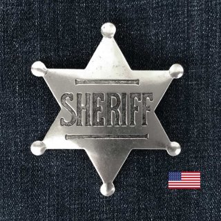 保安官 バッジ アメリカ ウエスタン テキサス シェリフ バッジ 5.7cmxH6.4cm（シャイニーシルバー）/Texas Sheriff Badge(Silver)  ピンバッジ・ワッペン・ステッカー・マグネット