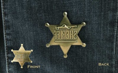 画像2: 保安官 バッジ アメリカ ウエスタン シェリフ バッジ 5.9cmxH6.7cm（アンティークゴールド）/Sheriff Badge(Gold)